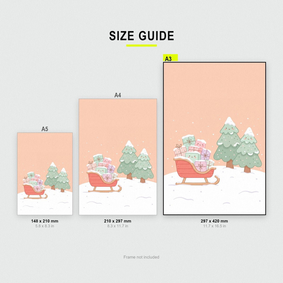 The Sleigh Of Presents Cute Christmas Art Print