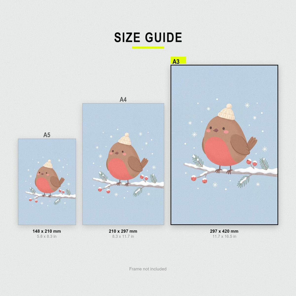 Robin In A Bobble Hat Cute Christmas Art Print
