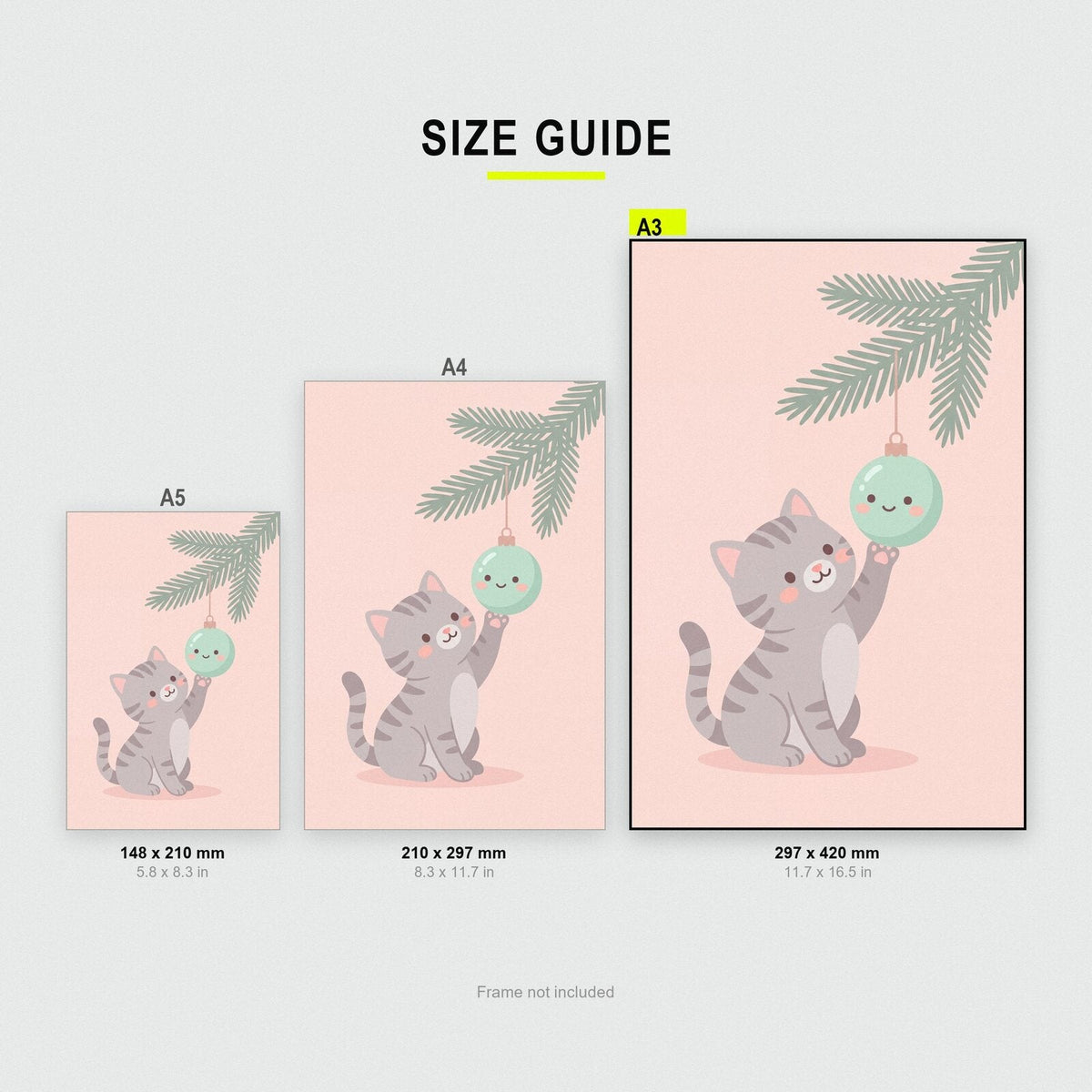 Kitten And The Bauble Cute Christmas Art Print