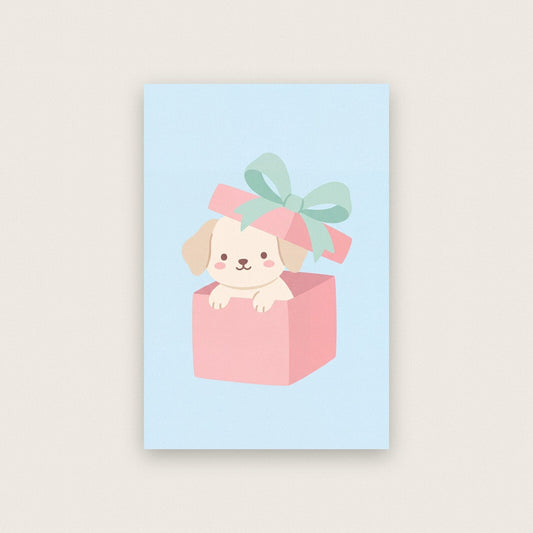 Puppy In A Present Cute Christmas Art Print