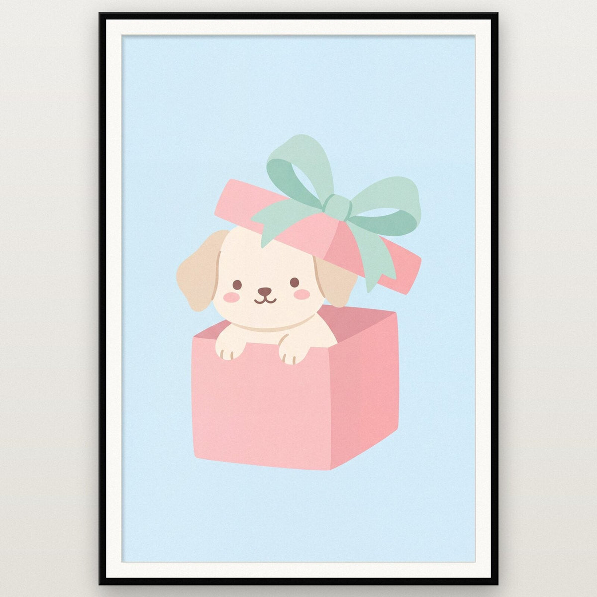 Puppy In A Present Cute Christmas Art Print