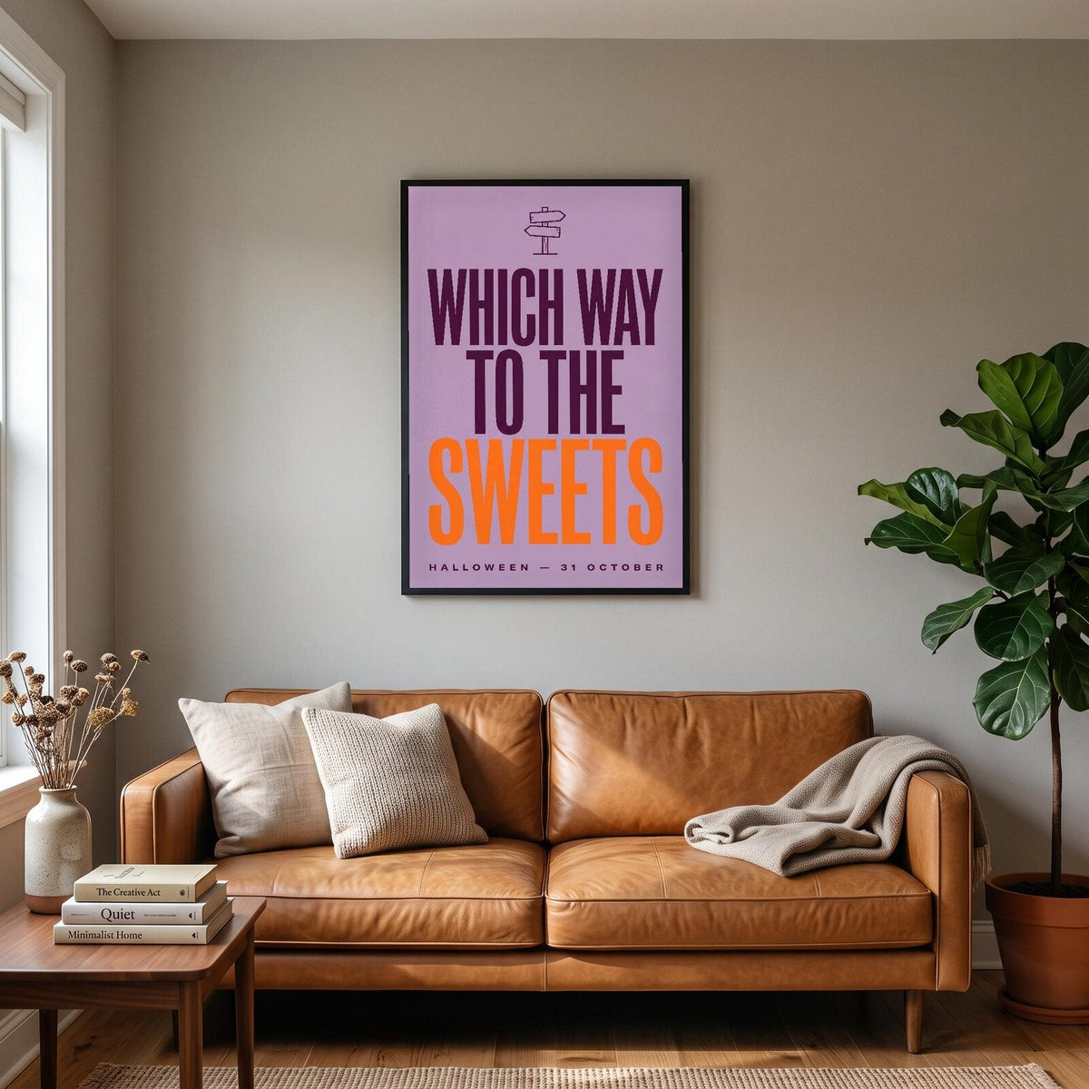 Which Way To The Sweets Halloween Typography Art Print