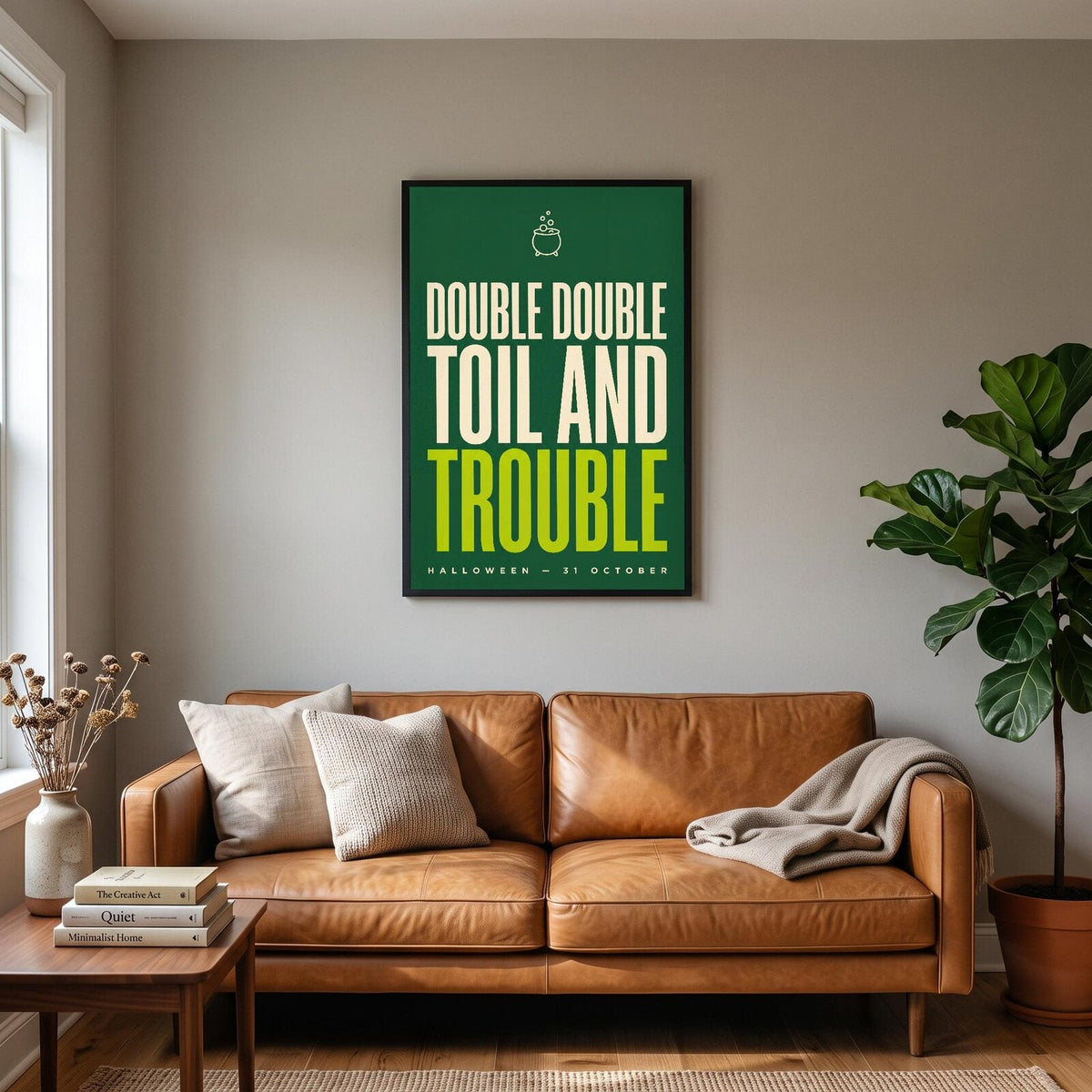 Double Double Toil And Trouble Halloween Typography Art Print