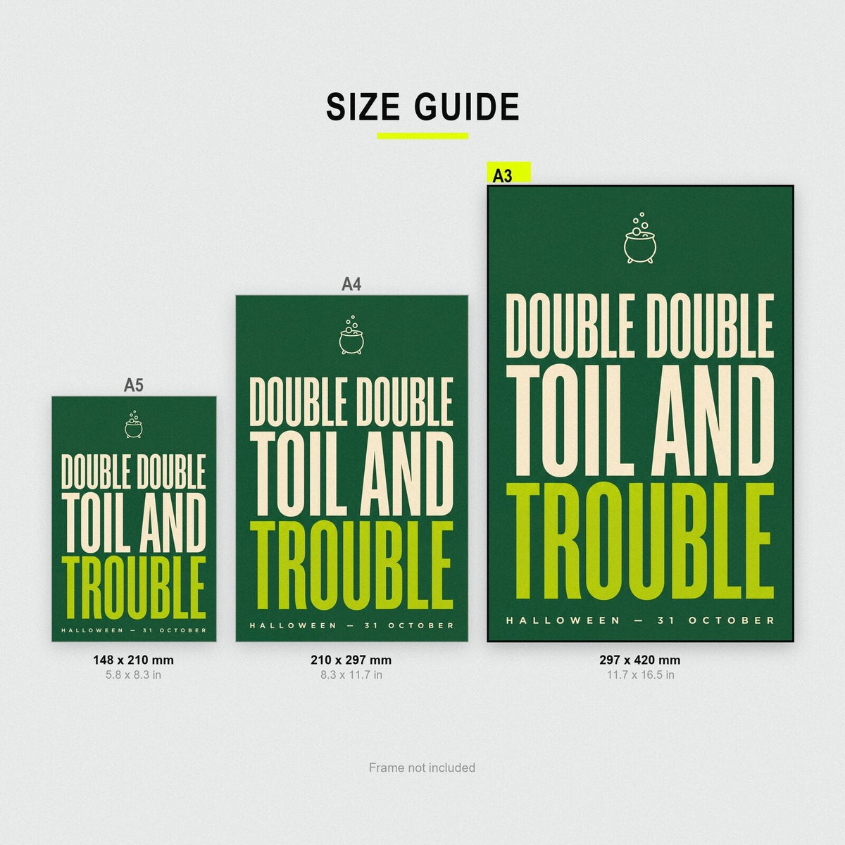 Double Double Toil And Trouble Halloween Typography Art Print