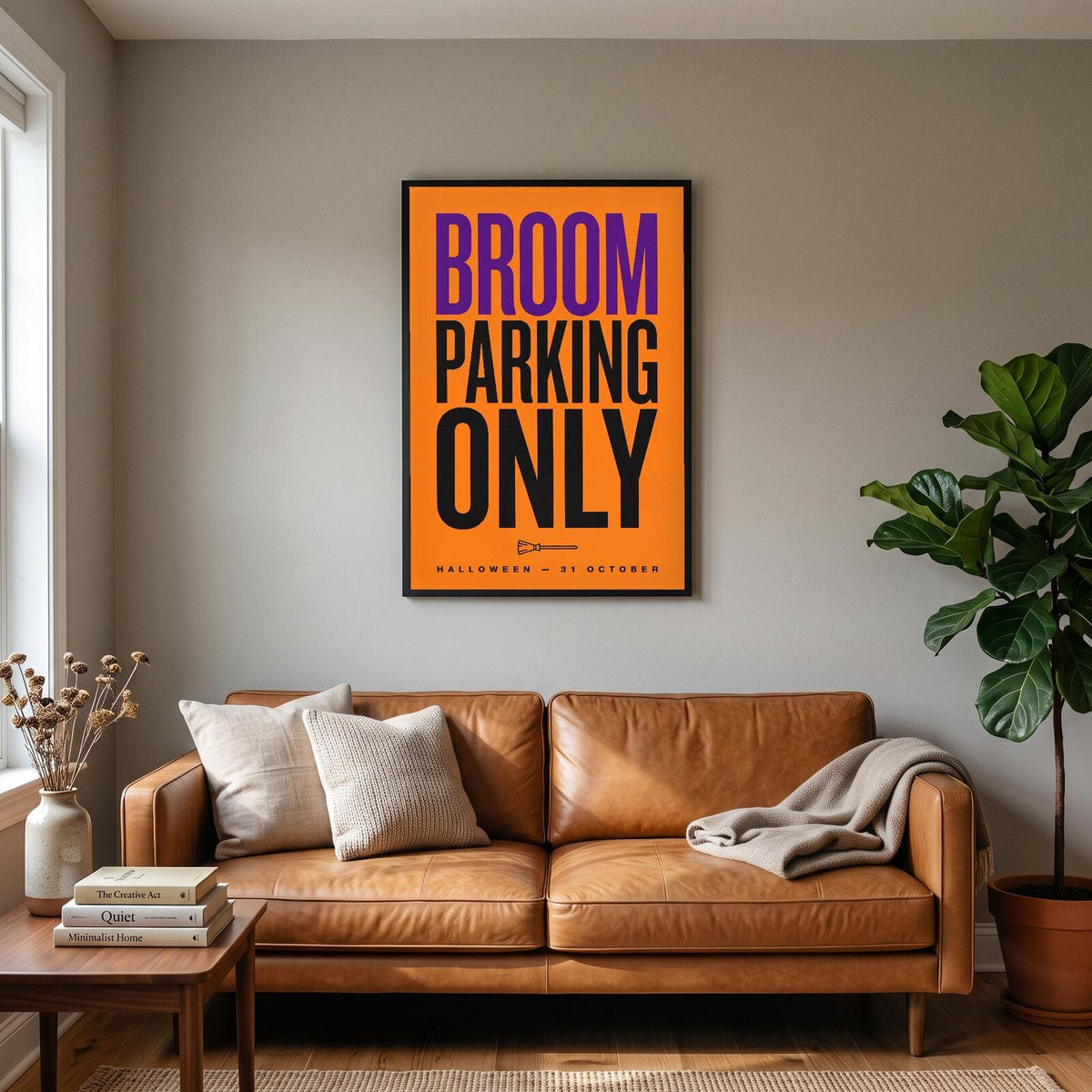 Broom Parking Only Halloween Typography Art Print