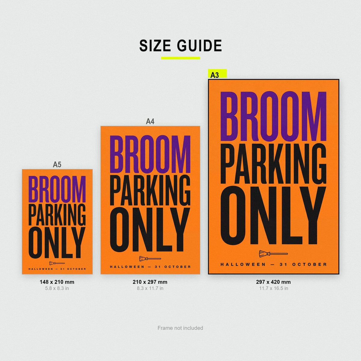 Broom Parking Only Halloween Typography Art Print