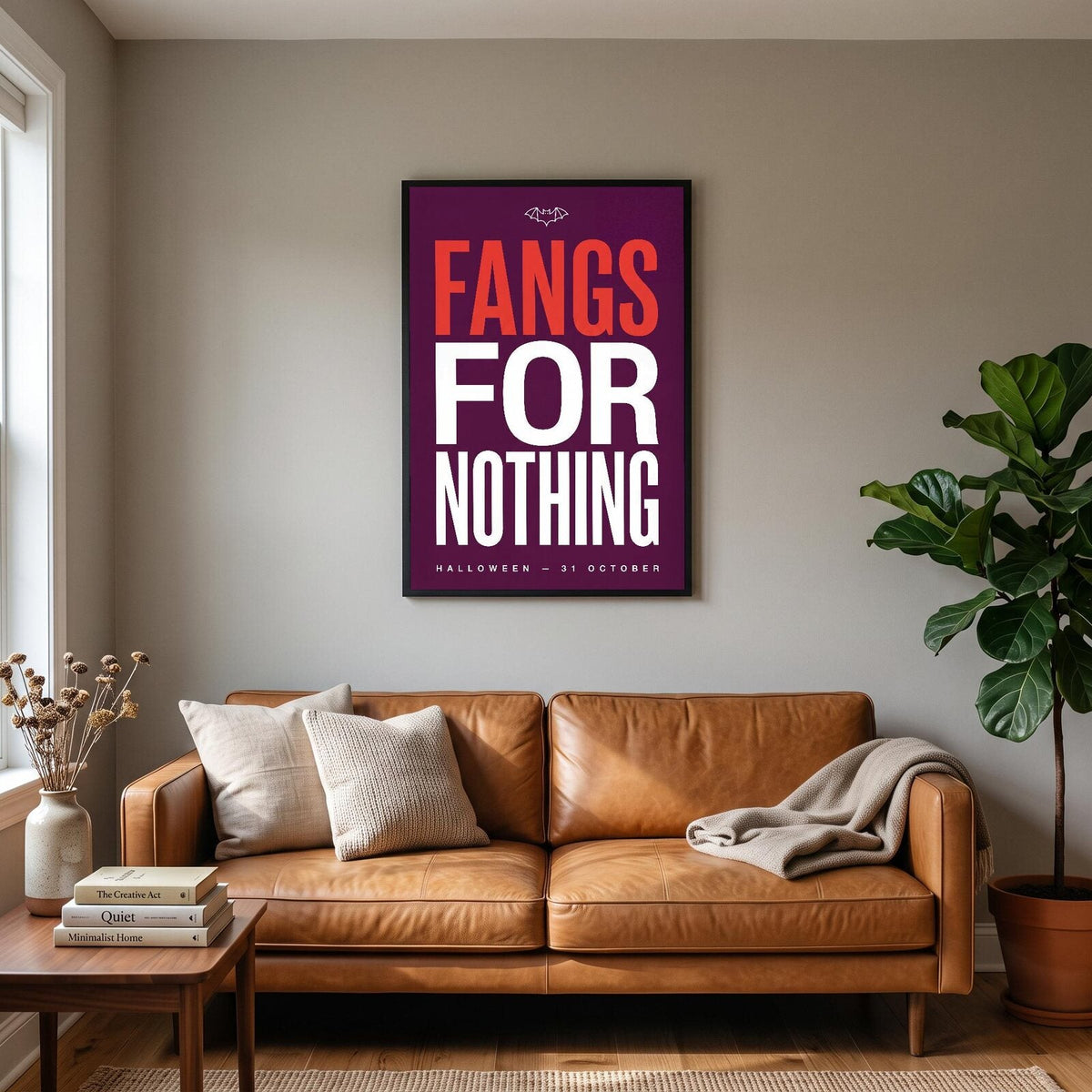 Fangs For Nothing Halloween Typography Art Print