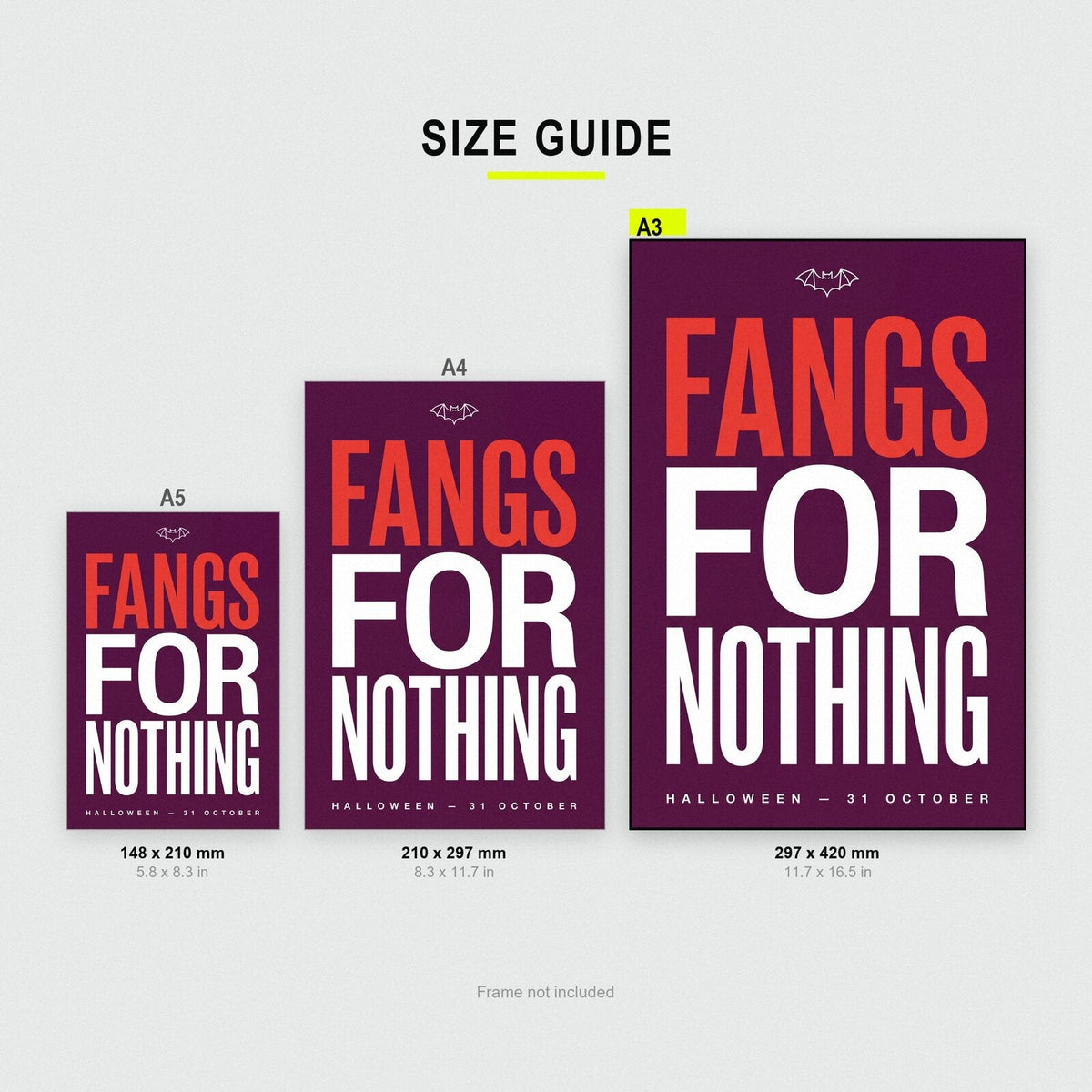 Fangs For Nothing Halloween Typography Art Print