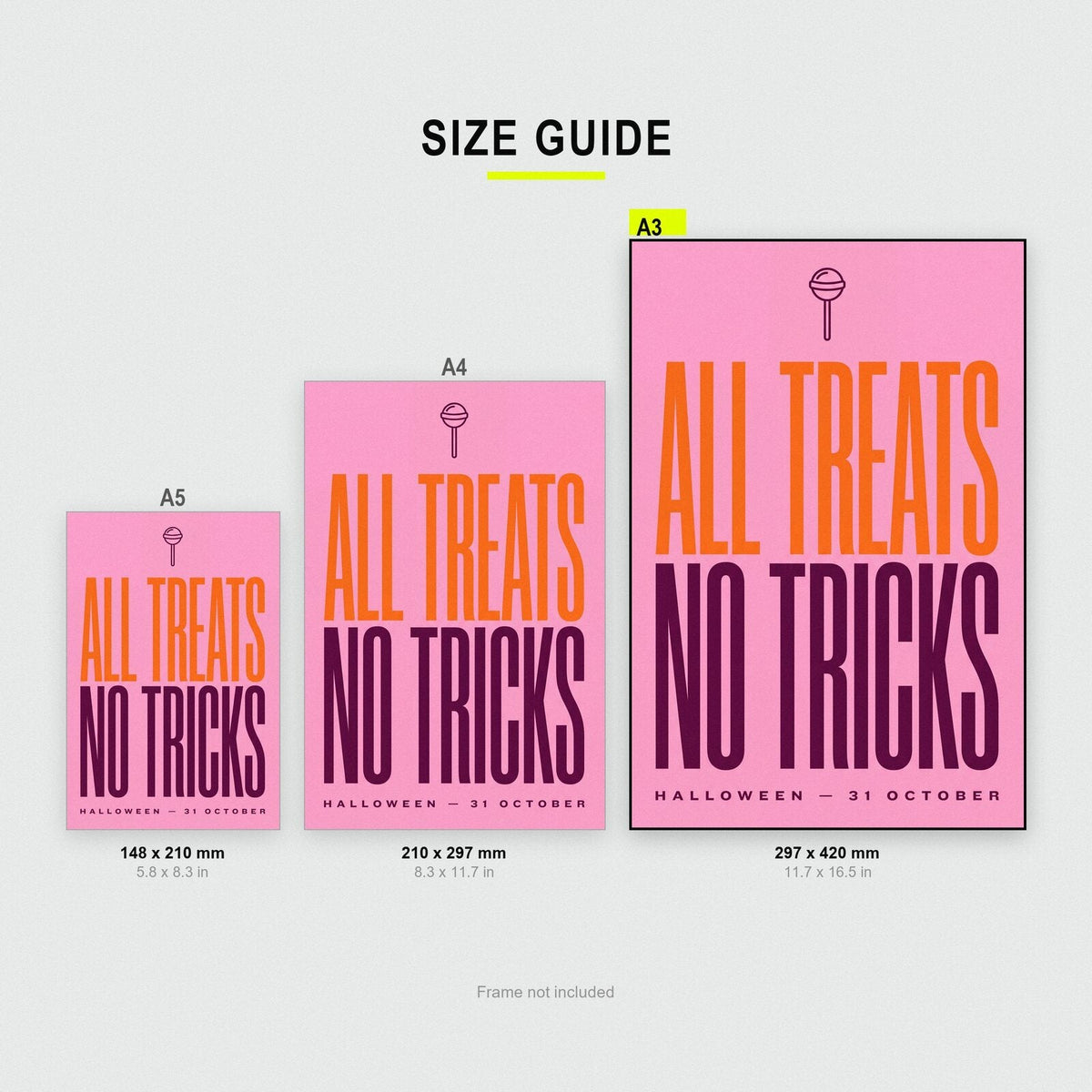 All Treats No Tricks Halloween Typography Art Print