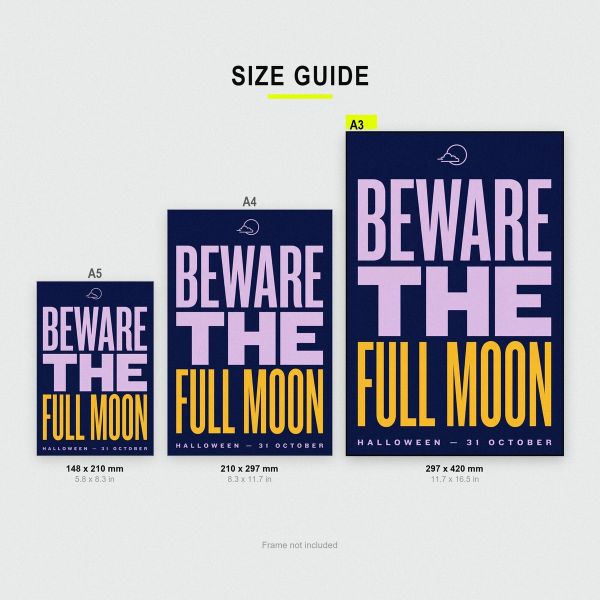 Beware The Full Moon Halloween Typography Art Print