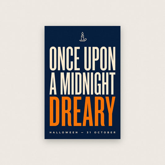 Once Upon A Midnight Dreary Halloween Typography Art Print