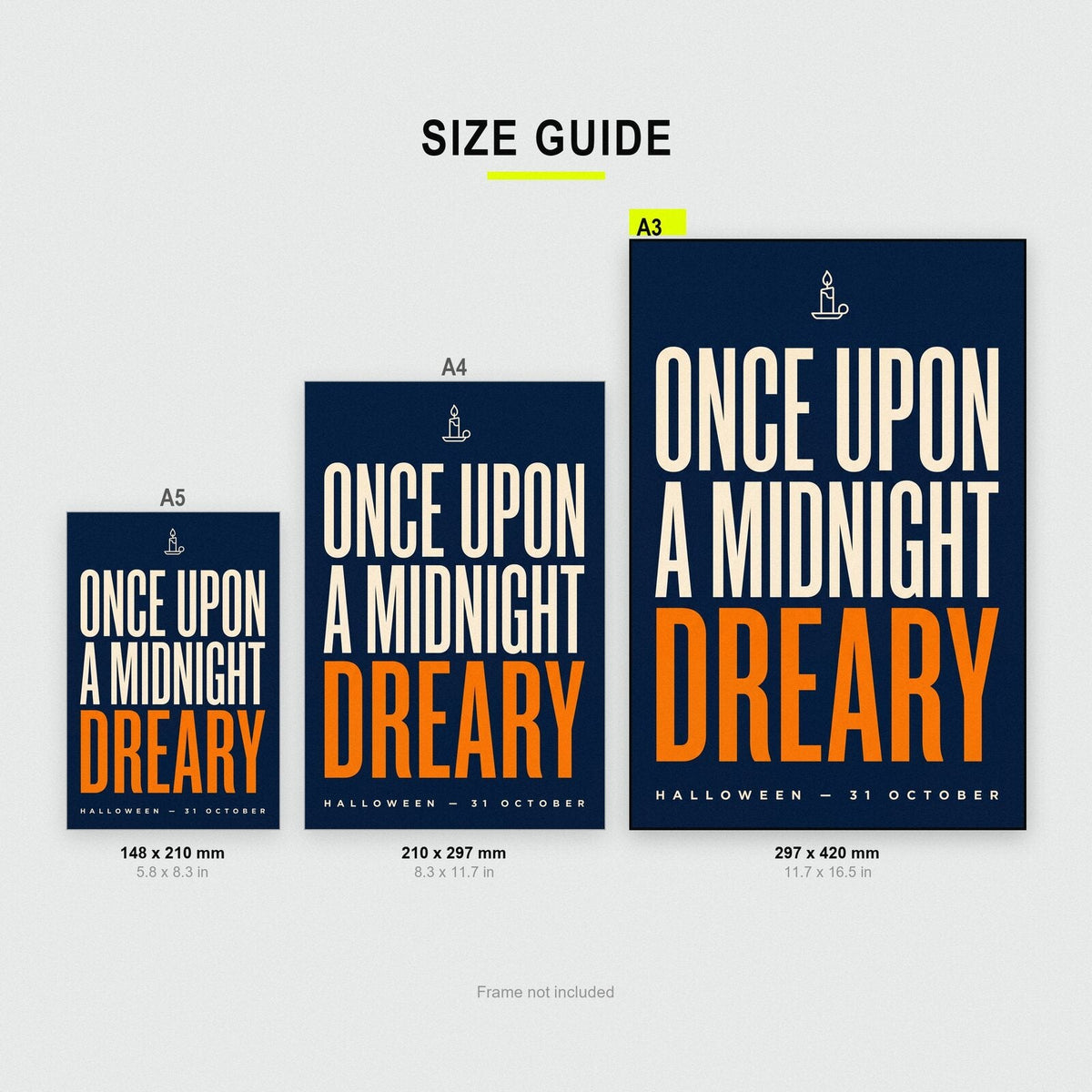 Once Upon A Midnight Dreary Halloween Typography Art Print