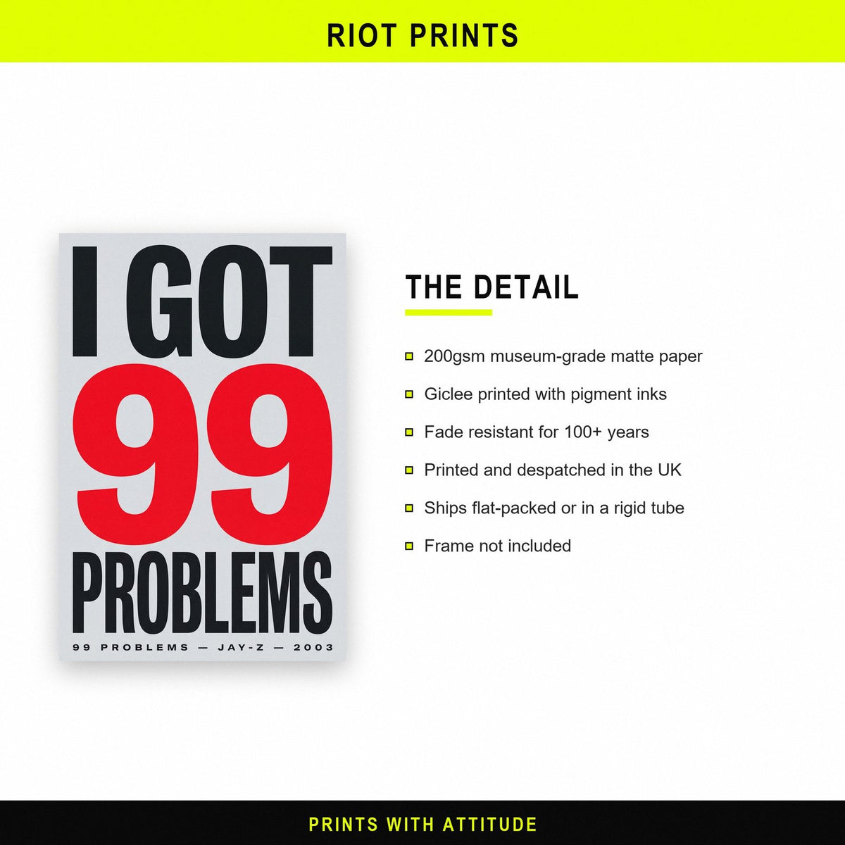 99 Problems Lyrics Print paper and printing specification