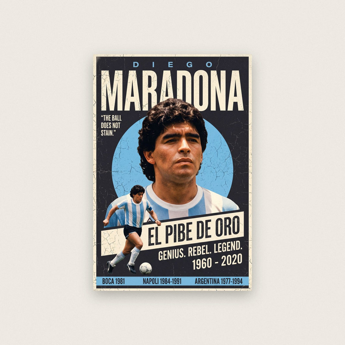 Diego Maradona El Pibe De Oro Football Art Print