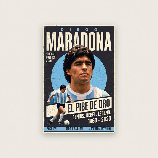 Diego Maradona El Pibe De Oro Football Art Print