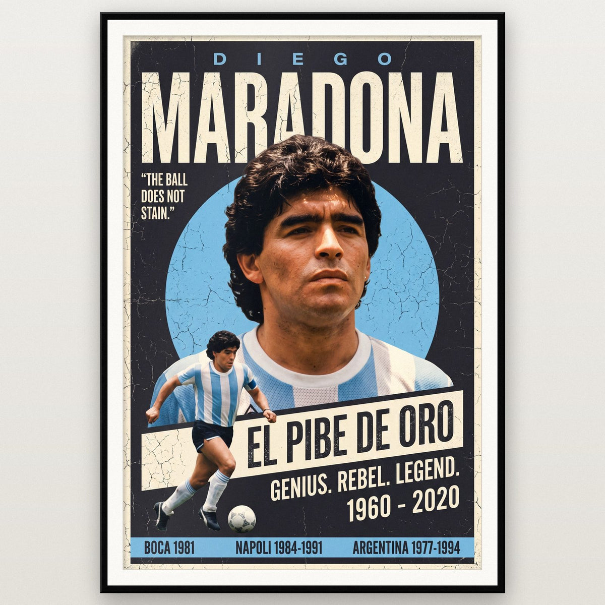 Diego Maradona El Pibe De Oro Football Art Print