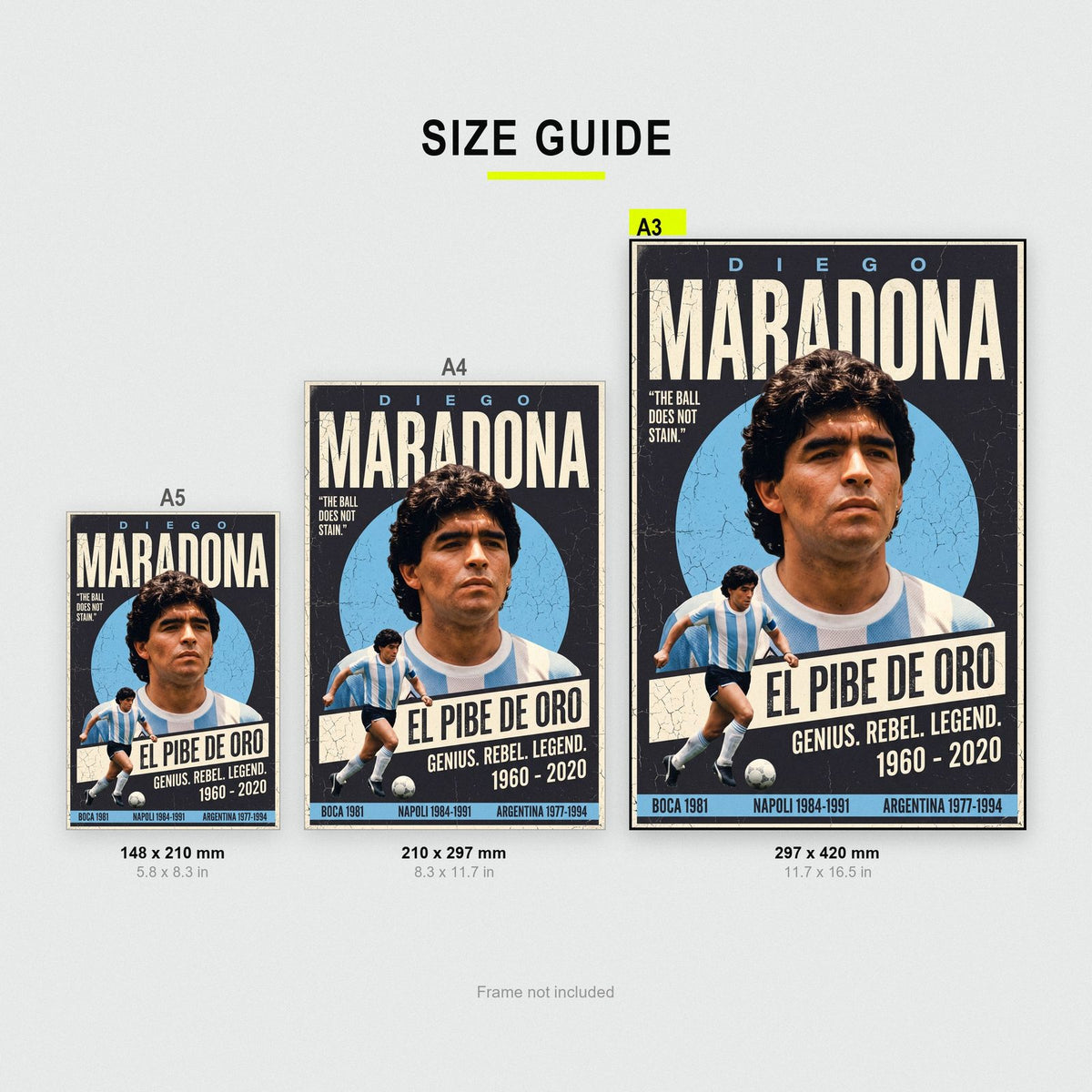 Diego Maradona El Pibe De Oro Football Art Print