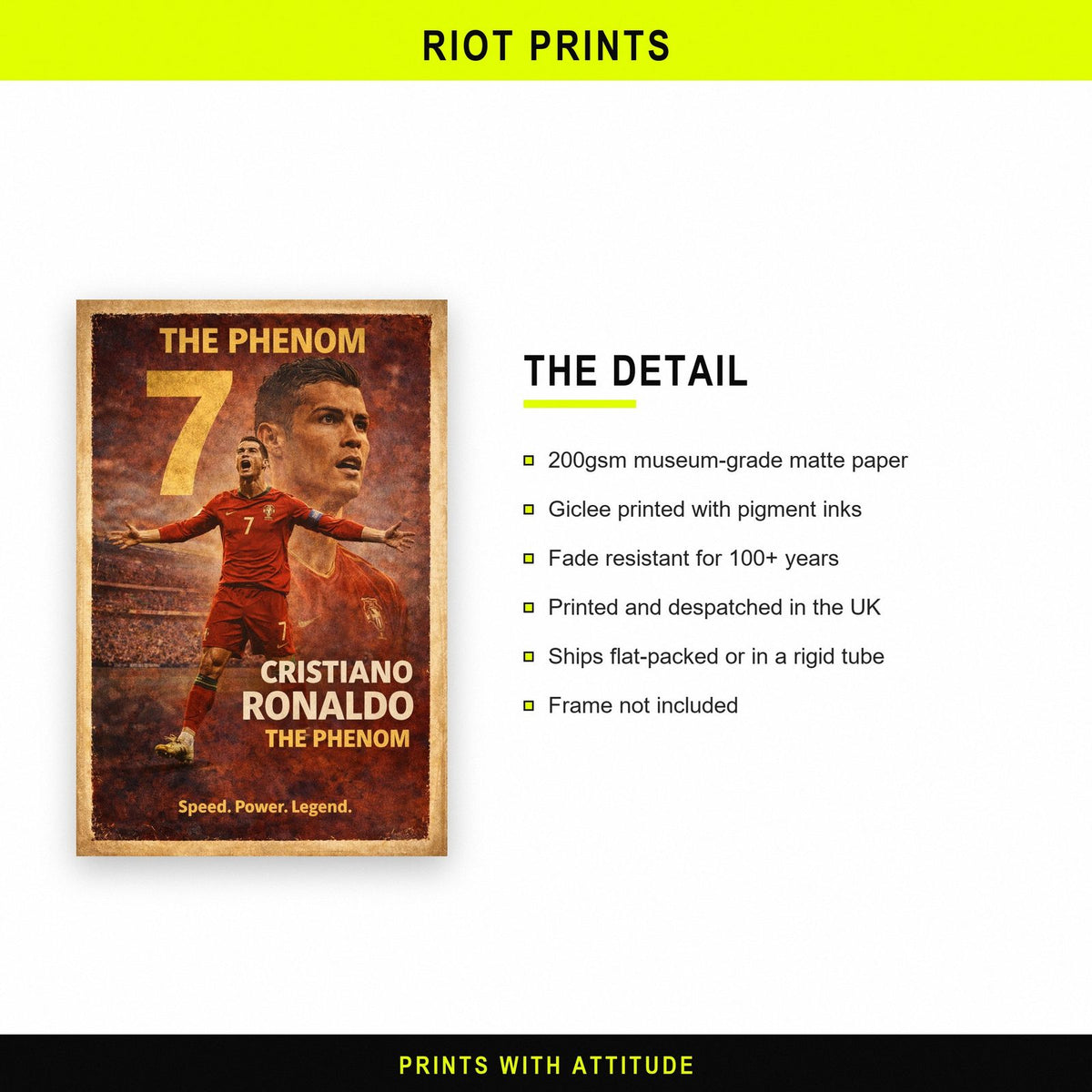 Cristiano Ronaldo Football Legends Poster paper and printing specification