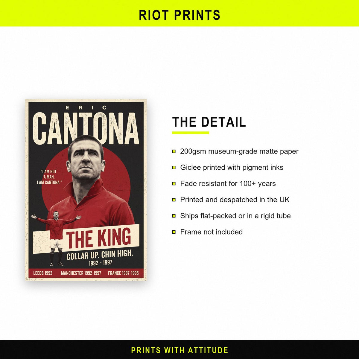 Eric Cantona The King Football Art Print