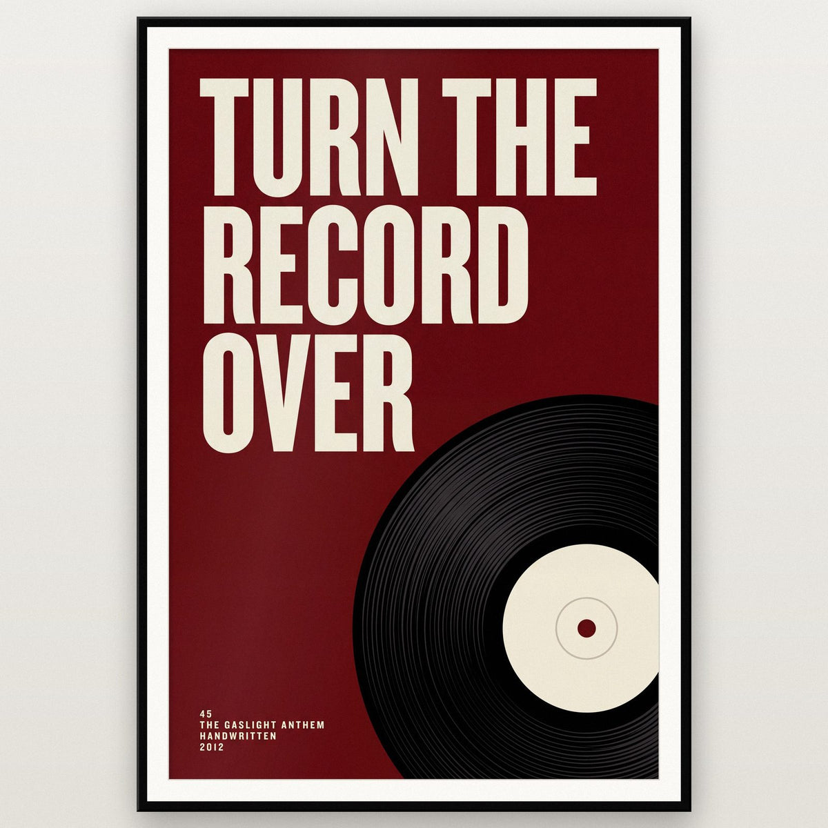 45 Lyrics Print shown in a black frame
