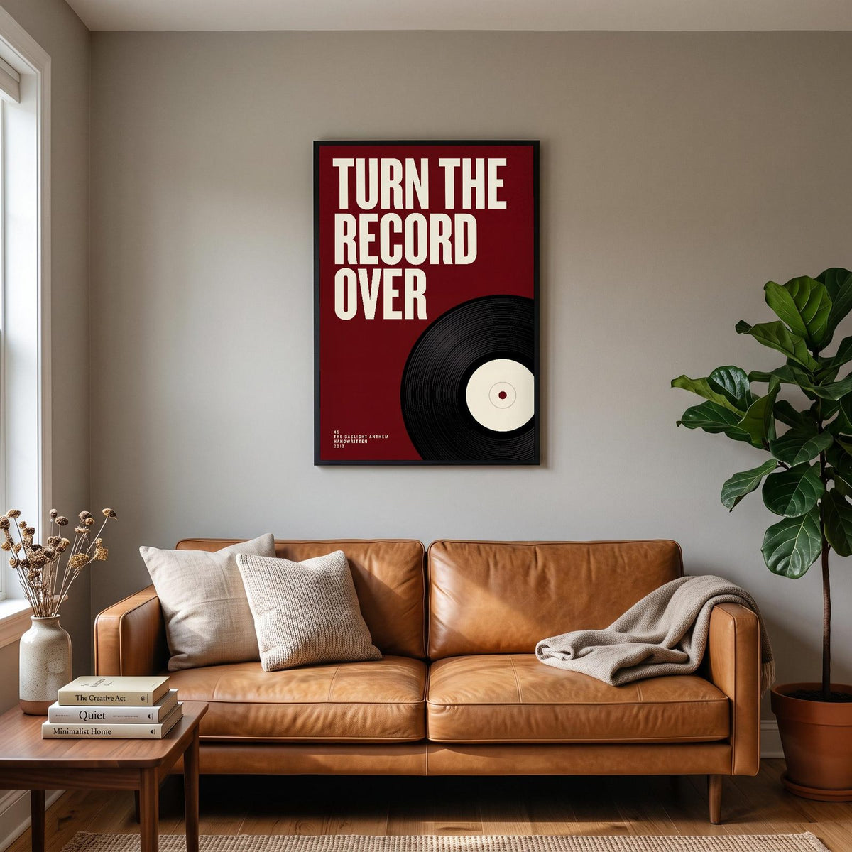 45 Lyrics Print hanging on a living room wall