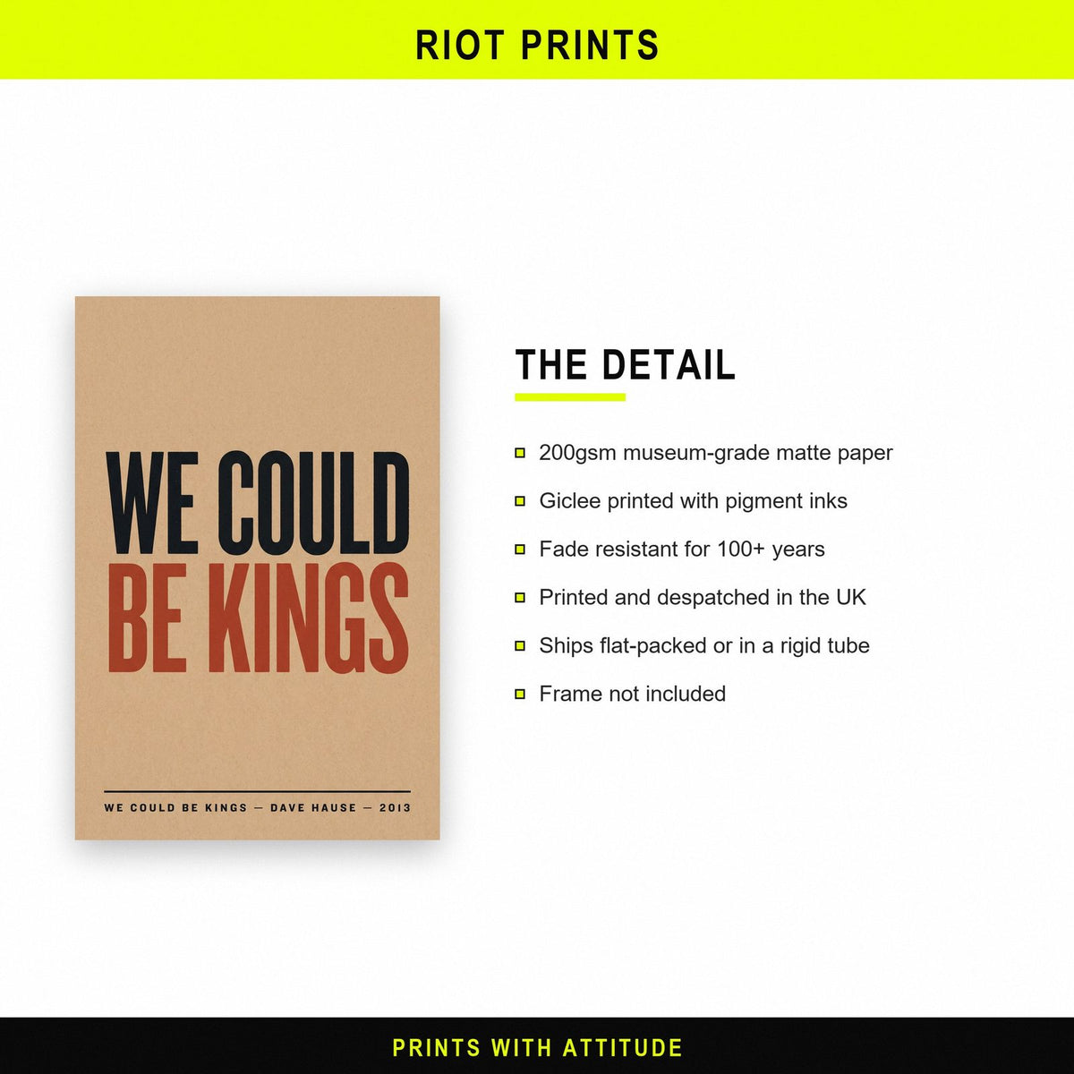 We Could Be Kings Lyrics Print paper and printing specification