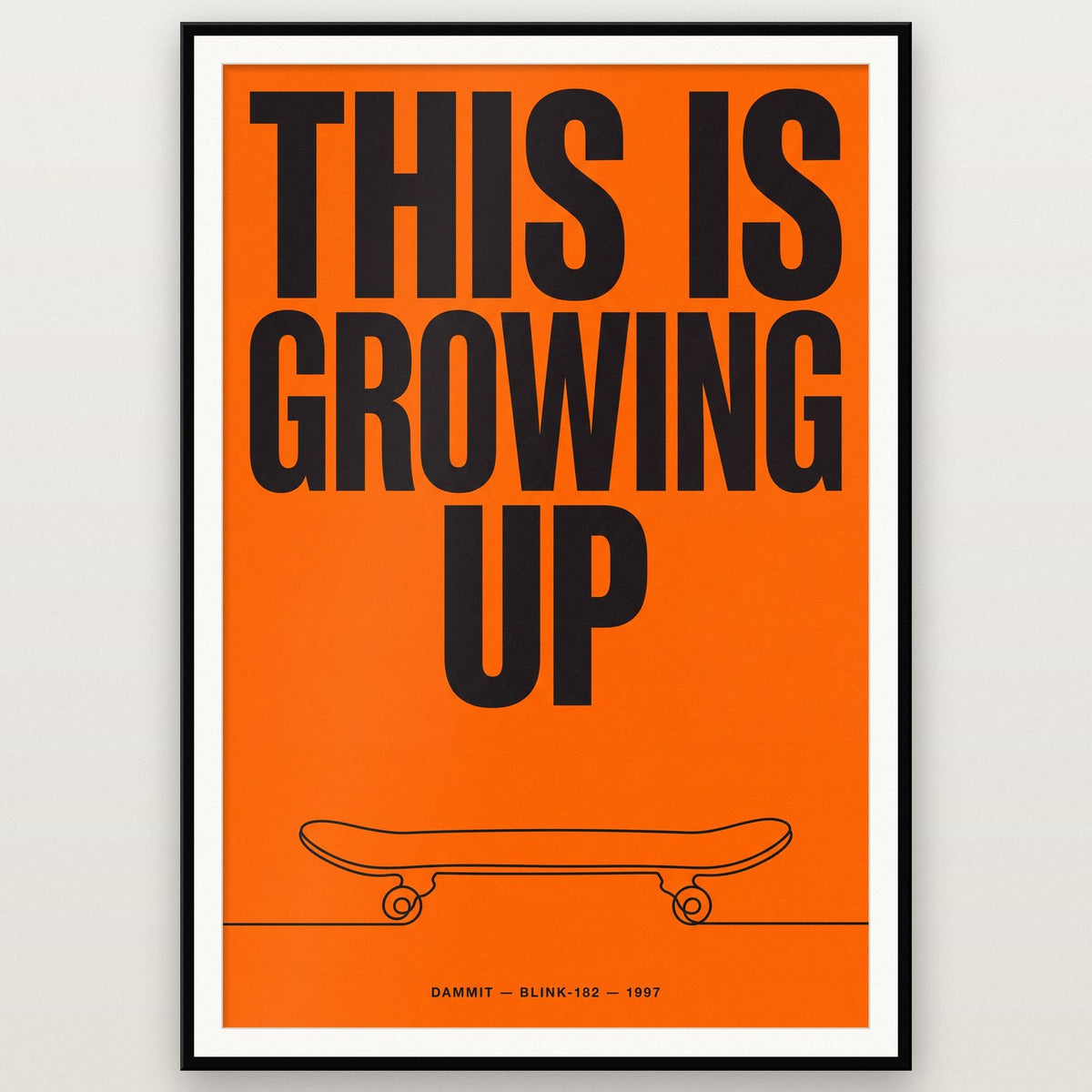 Dammit Lyrics Print shown in a black frame