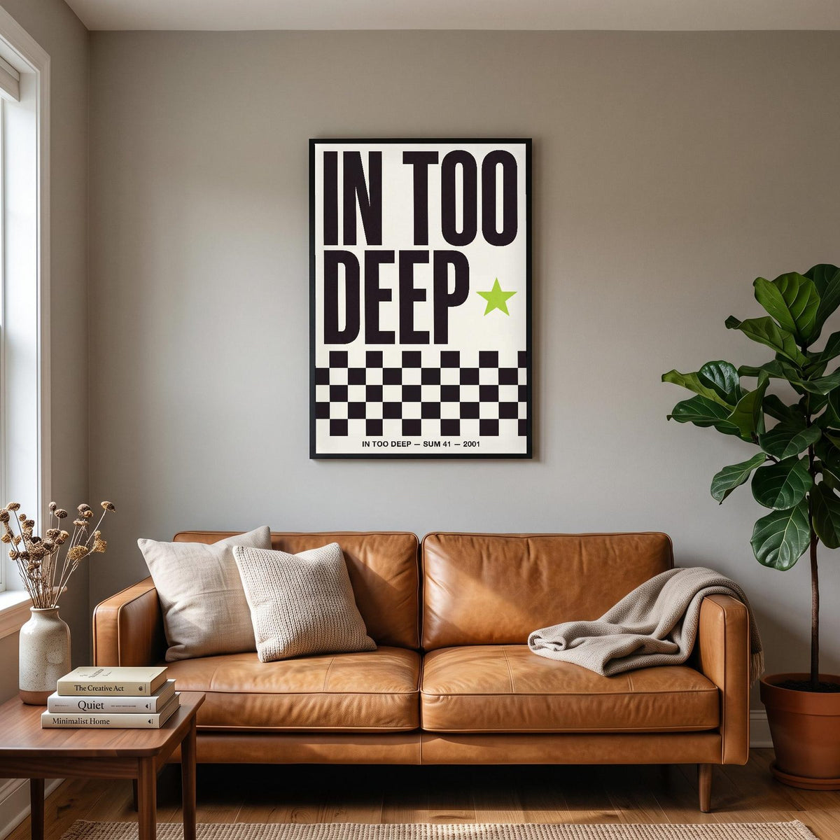 In Too Deep Lyrics Print hanging on a living room wall