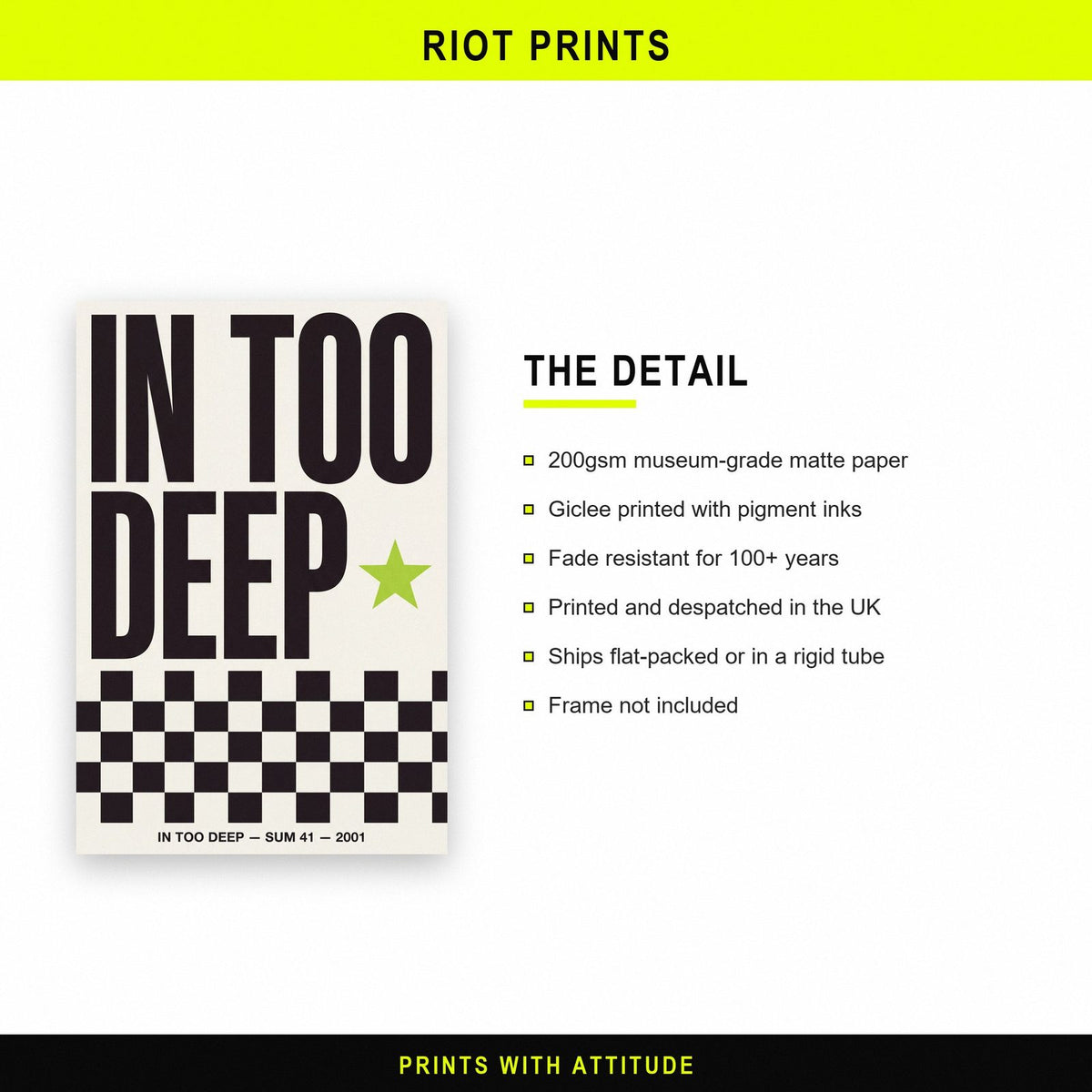 In Too Deep Lyrics Print paper and printing specification