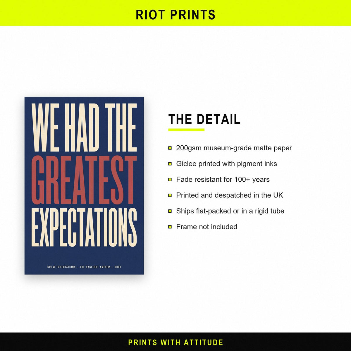 Great Expectations Lyrics Print paper and printing specification