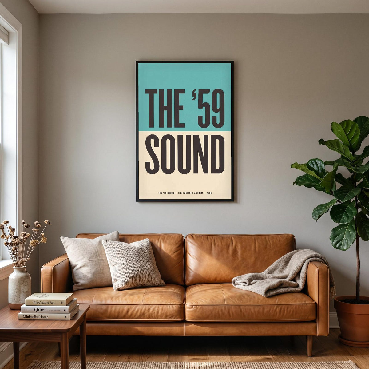 The 59 Sound Lyrics Print hanging on a living room wall
