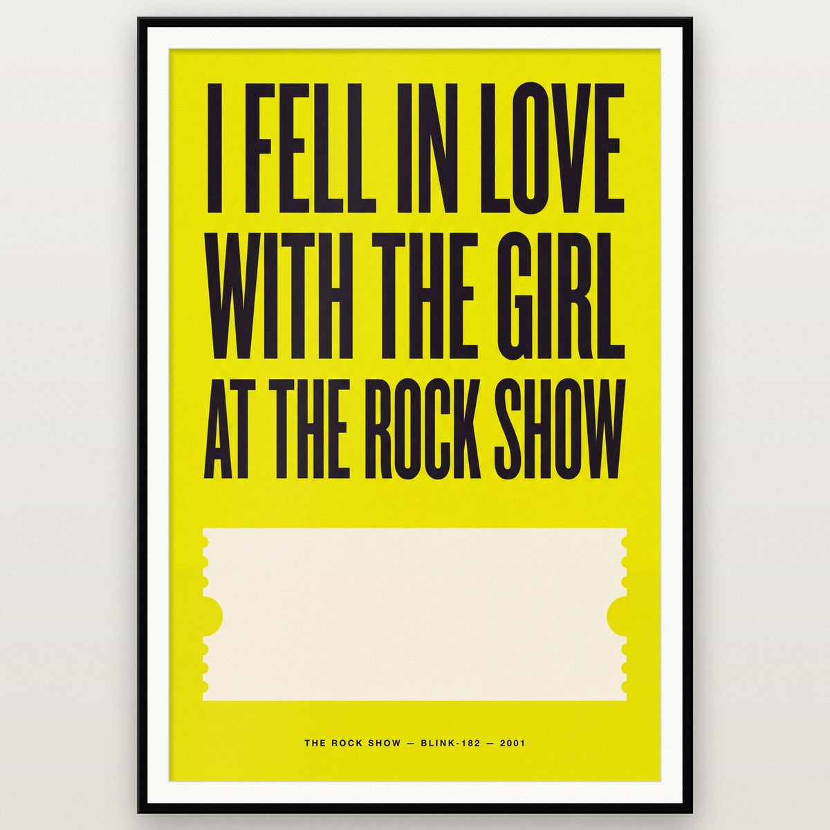 The Rock Show Lyrics Print shown in a black frame