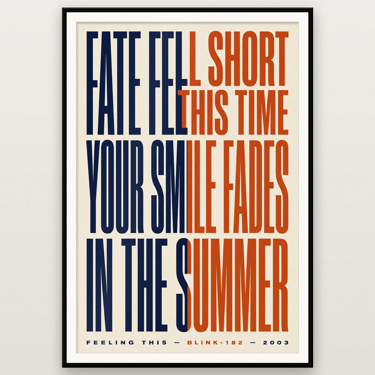 Feeling This Lyrics Print shown in a black frame