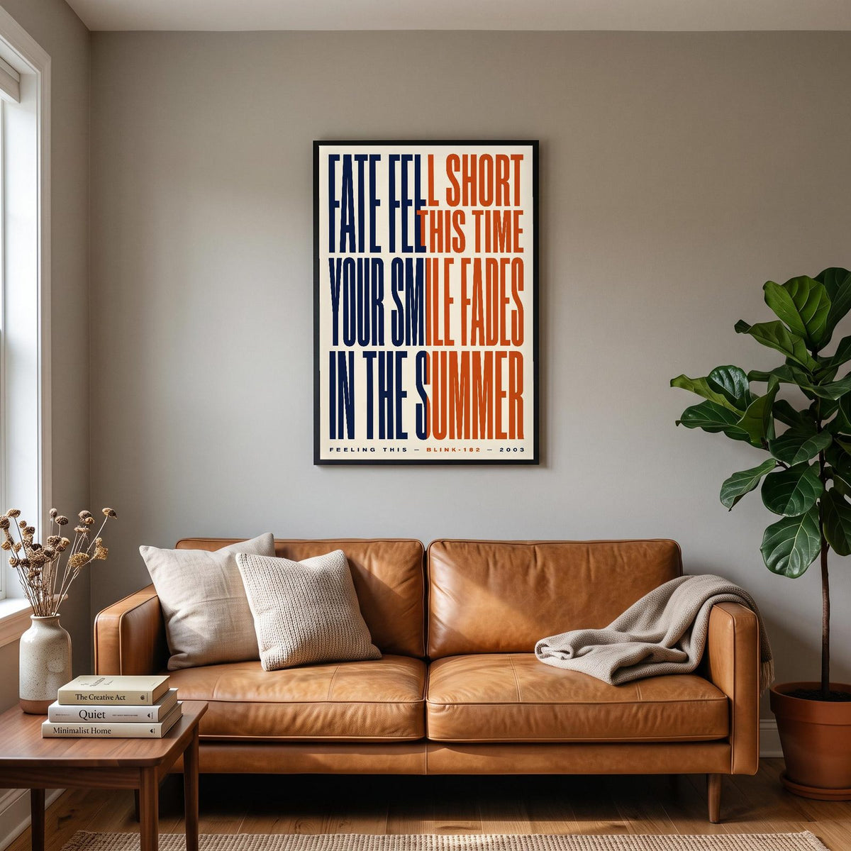 Feeling This Lyrics Print hanging on a living room wall
