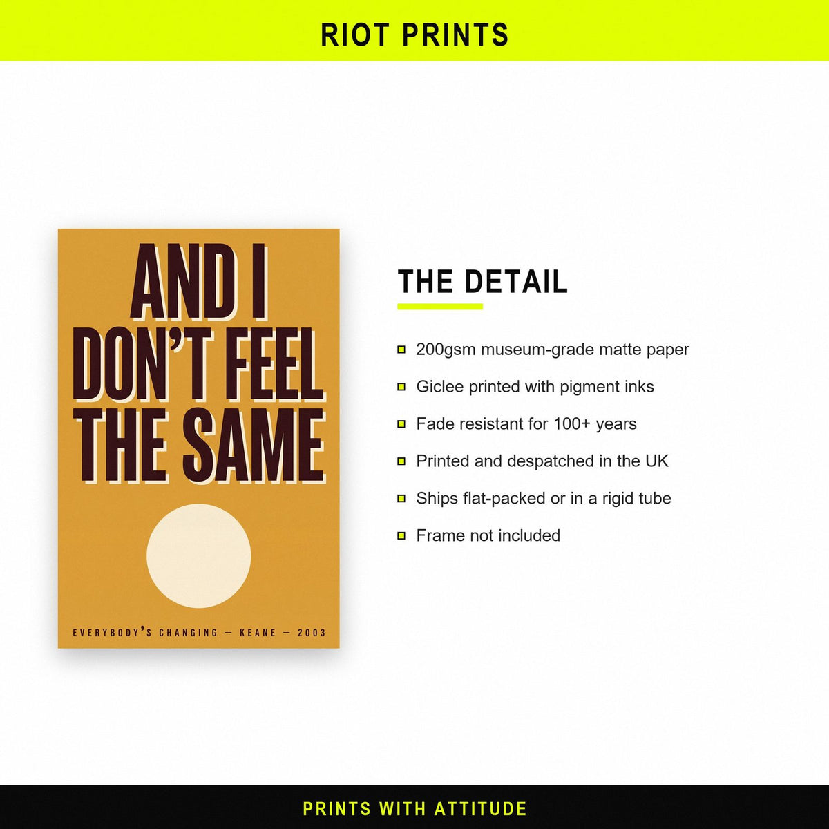 Everybody's Changing Lyrics Print paper and printing specification