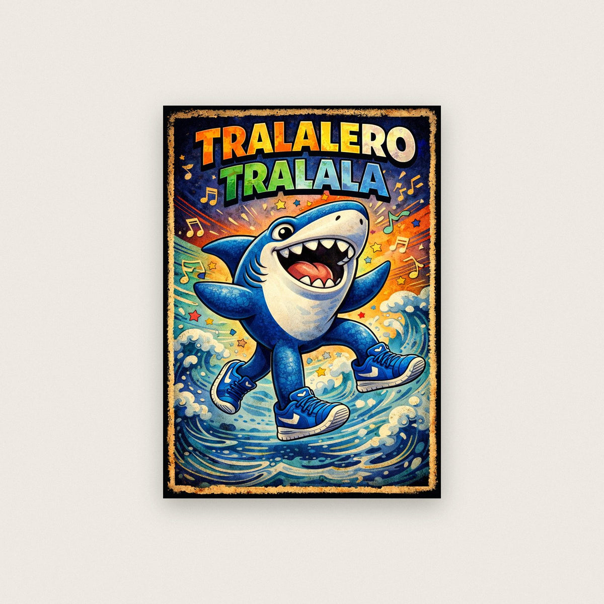 Tralalero Tralala Wall Art – Italian Brainrot Shark Poster for Kids & Teens