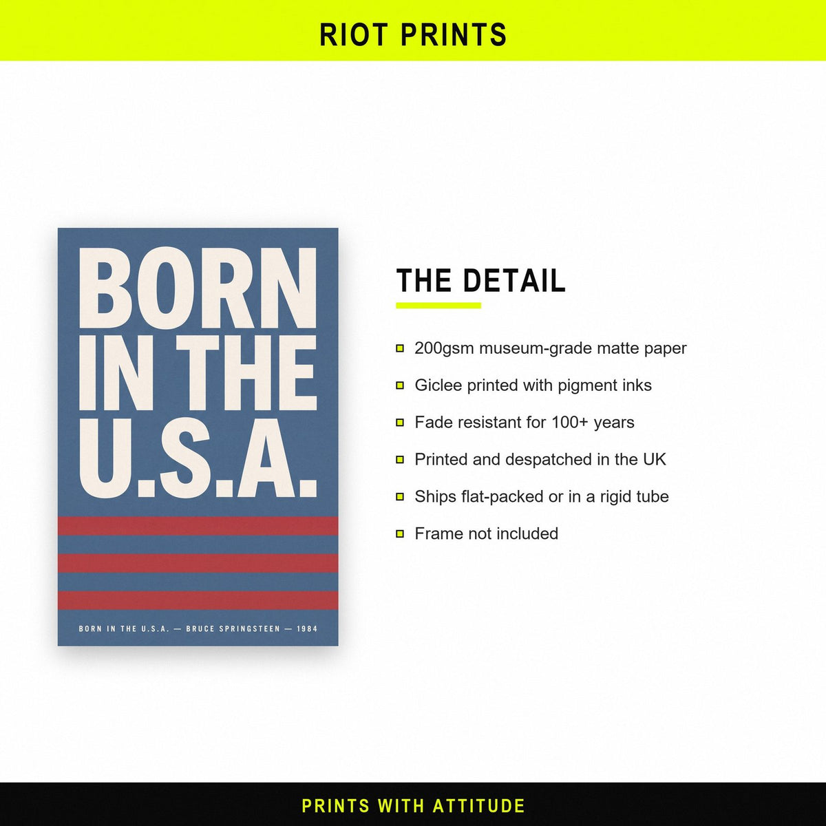 Born In The USA Lyric Art Print