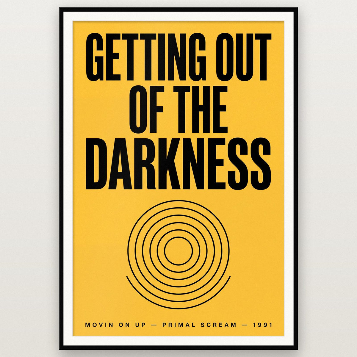 Movin' On Up Lyrics Print shown in a black frame
