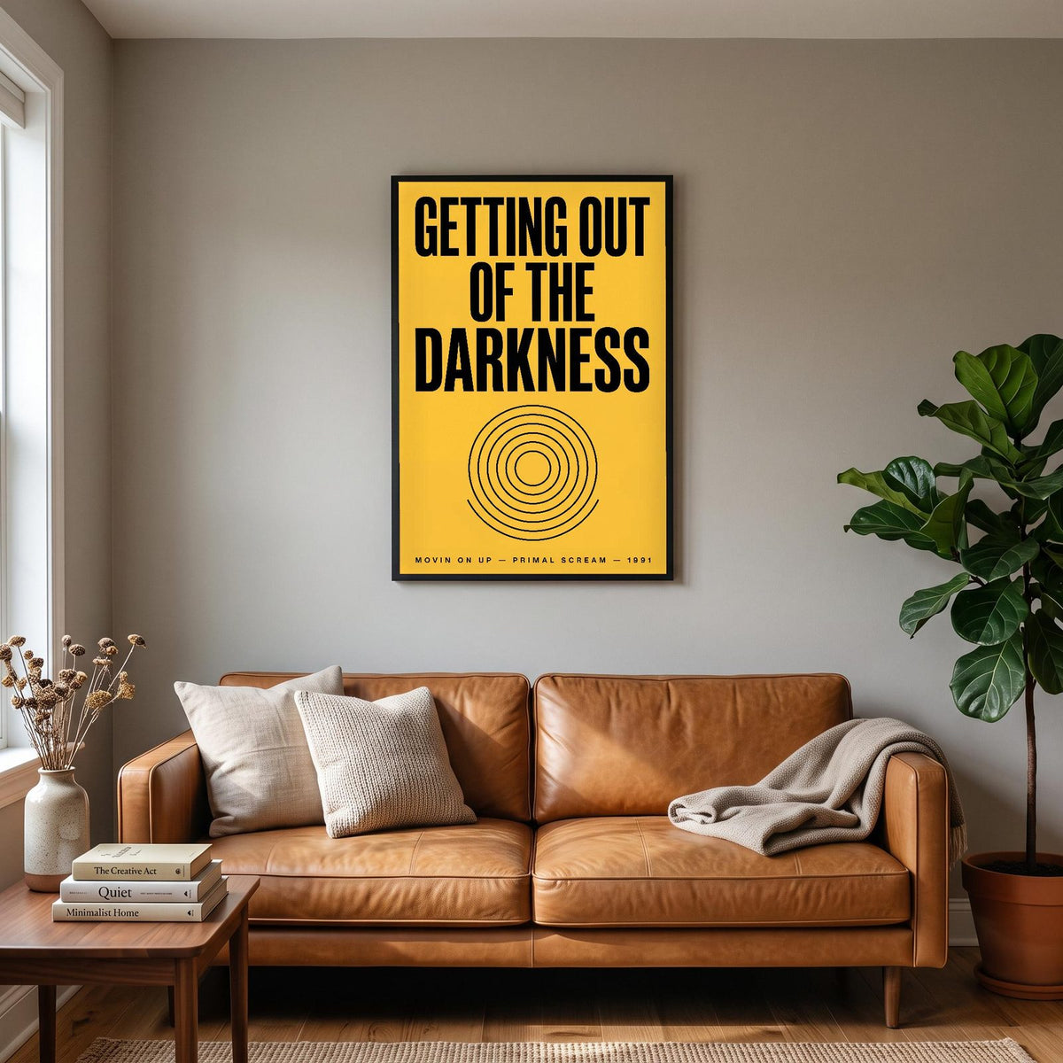 Movin' On Up Lyrics Print hanging on a living room wall