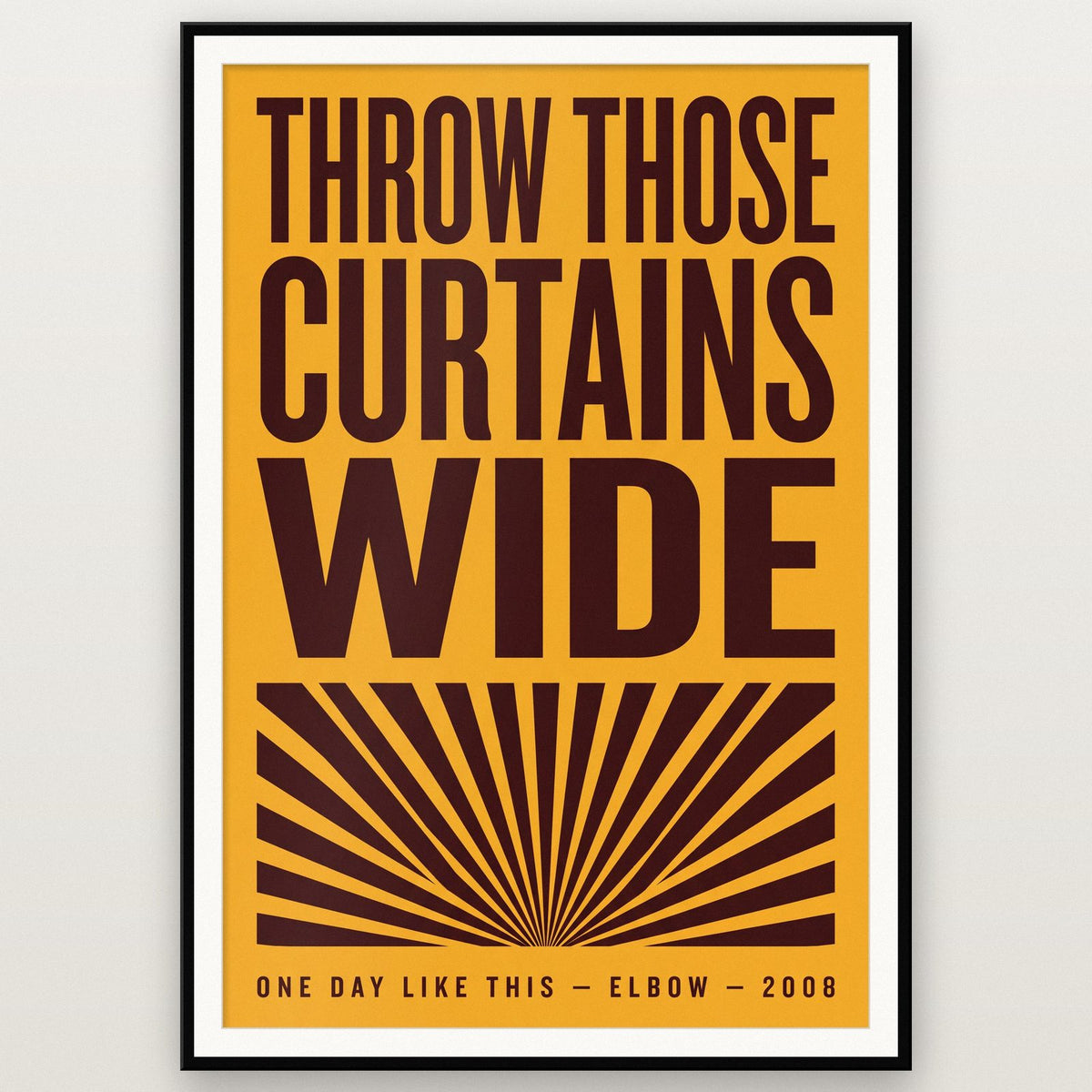 One Day Like This Lyrics Print shown in a black frame