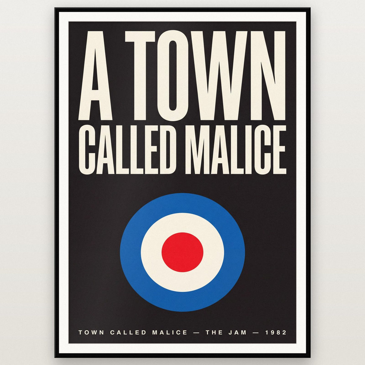 Town Called Malice Lyrics Print shown in a black frame