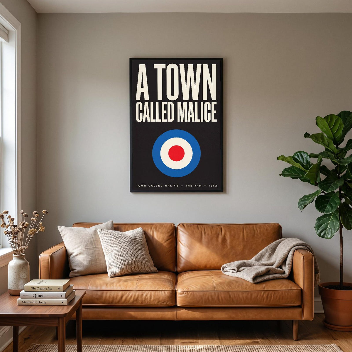Town Called Malice Lyrics Print hanging on a living room wall