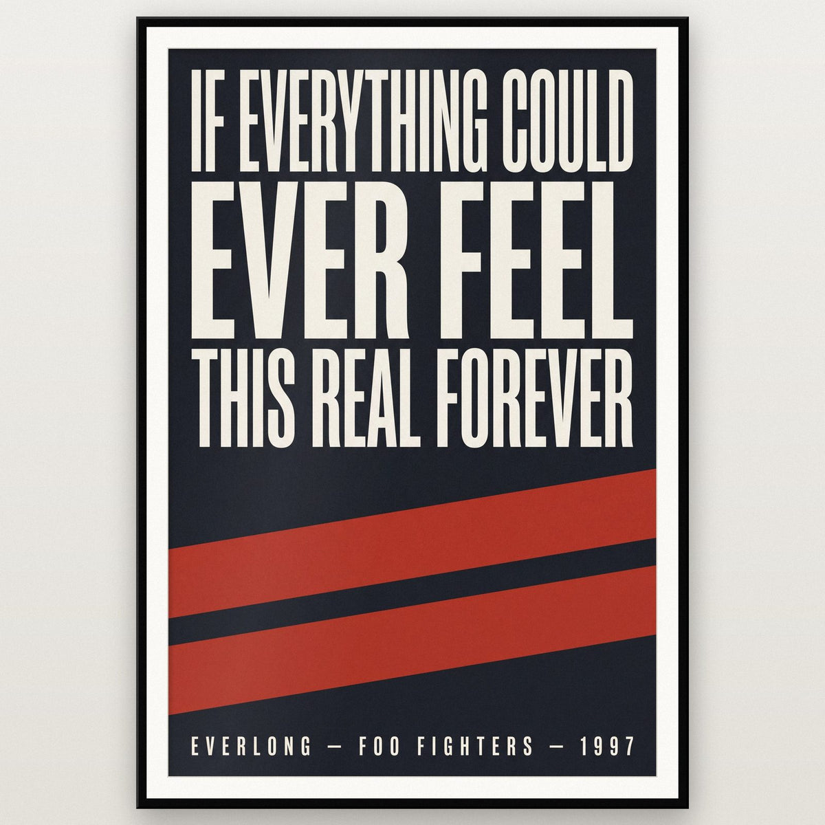 Everlong Lyrics Print shown in a black frame