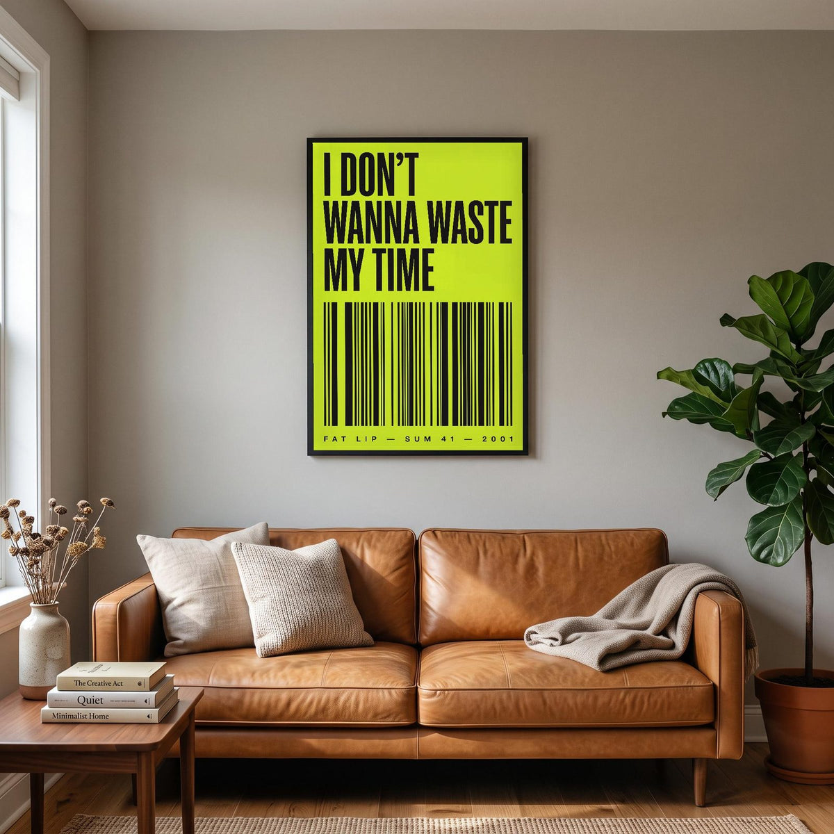 Fat Lip Lyrics Print hanging on a living room wall