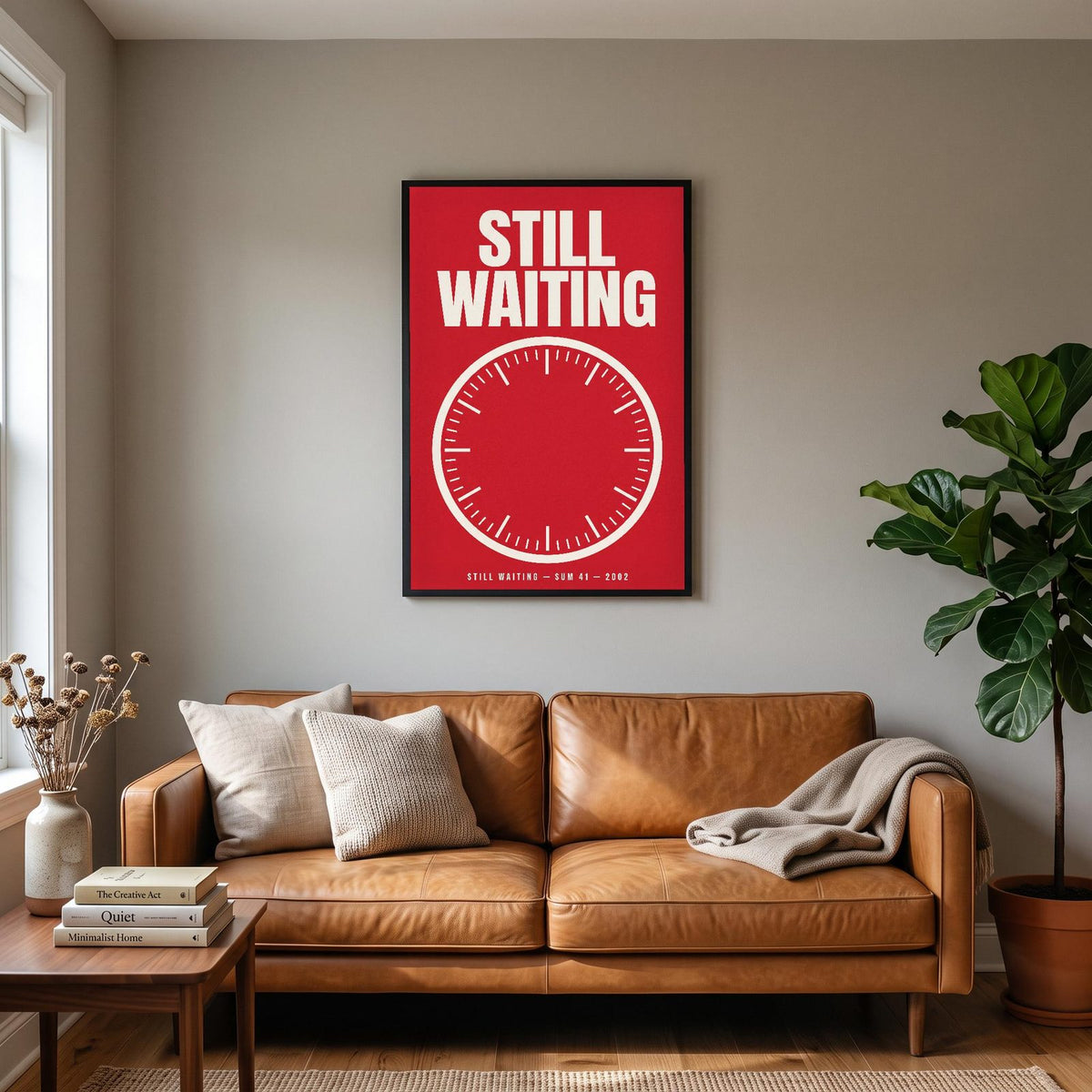Still Waiting Lyrics Print hanging on a living room wall
