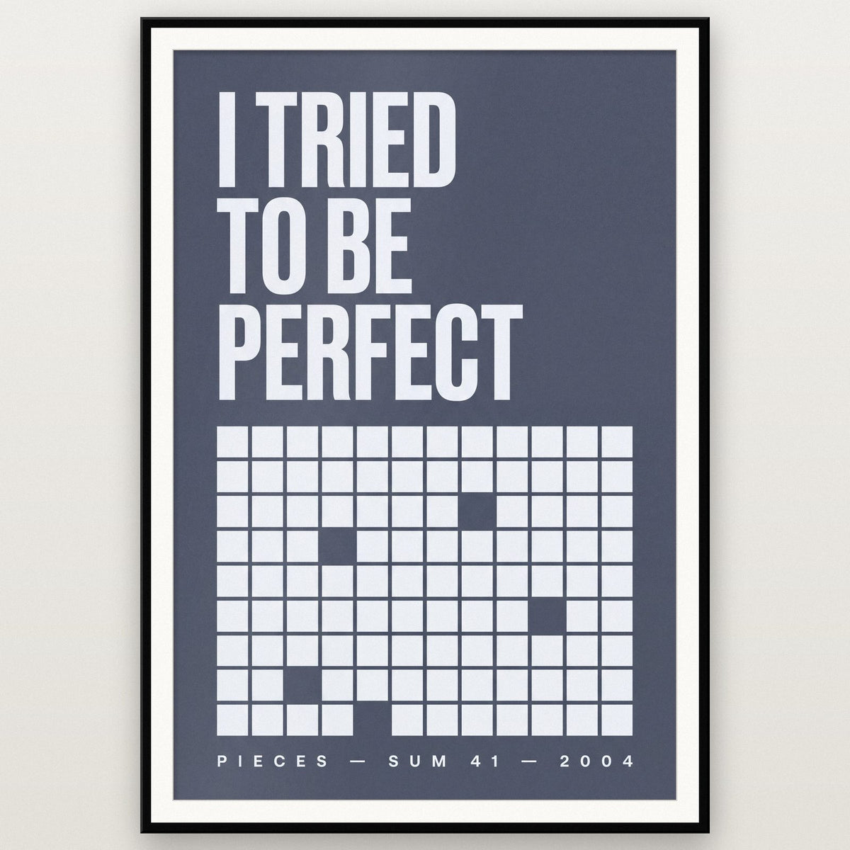Pieces Lyrics Print shown in a black frame