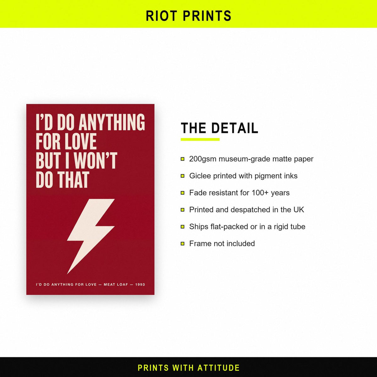 I'd Do Anything For Love Lyrics Print paper and printing specification