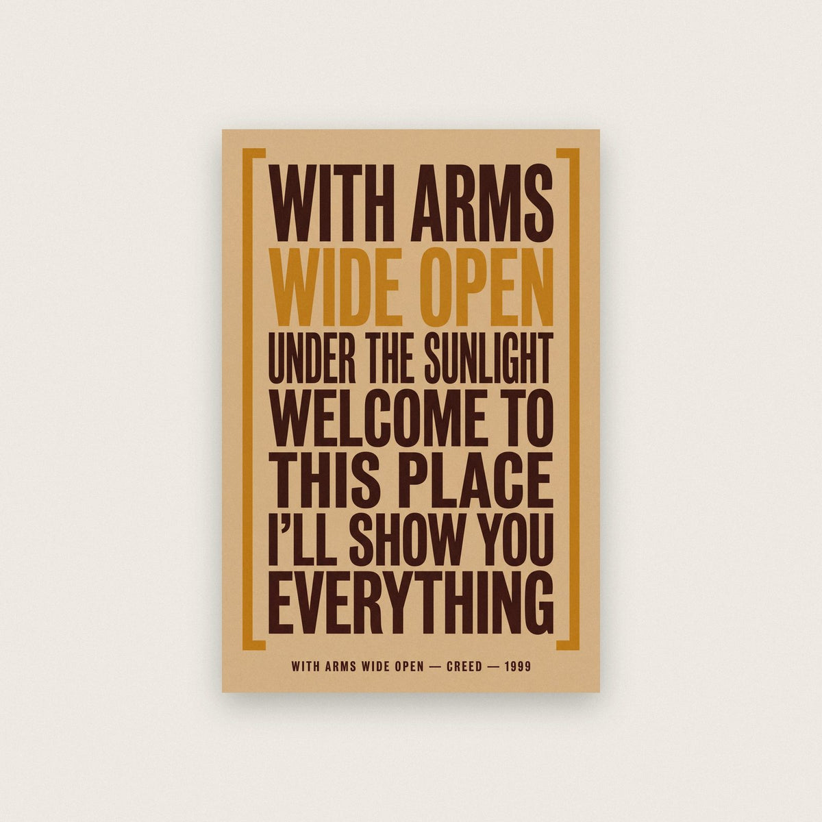 With Arms Wide Open Lyrics Print