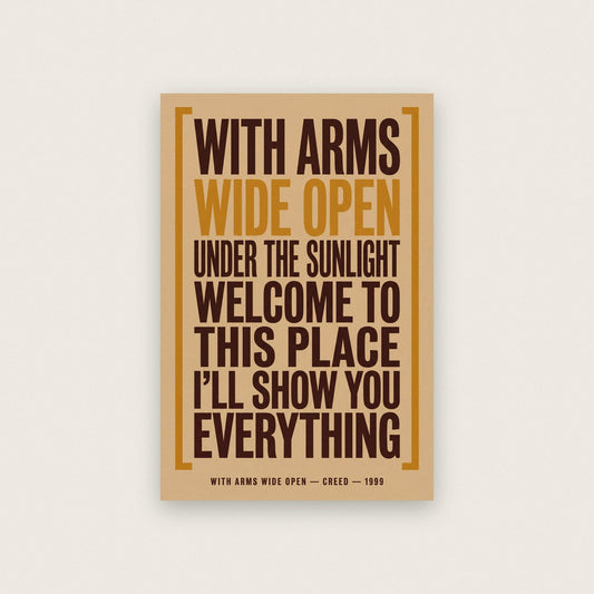 With Arms Wide Open Lyrics Print