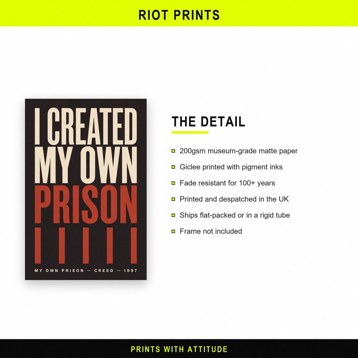 My Own Prison Lyrics Print paper and printing specification